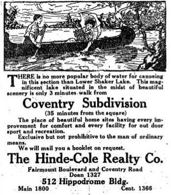 1922 Real Estate ad, Cleveland Plain Dealer